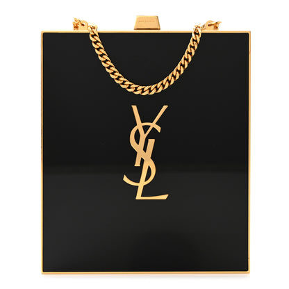 Saint Laurent Plexiglass Monogram Minaudiere Tuxedo Box Clutch Black 1 of 10