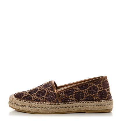 Gucci Lame Nappa GG Monogram Espadrilles 38 Brown Beige Light Bronze 1 of 9