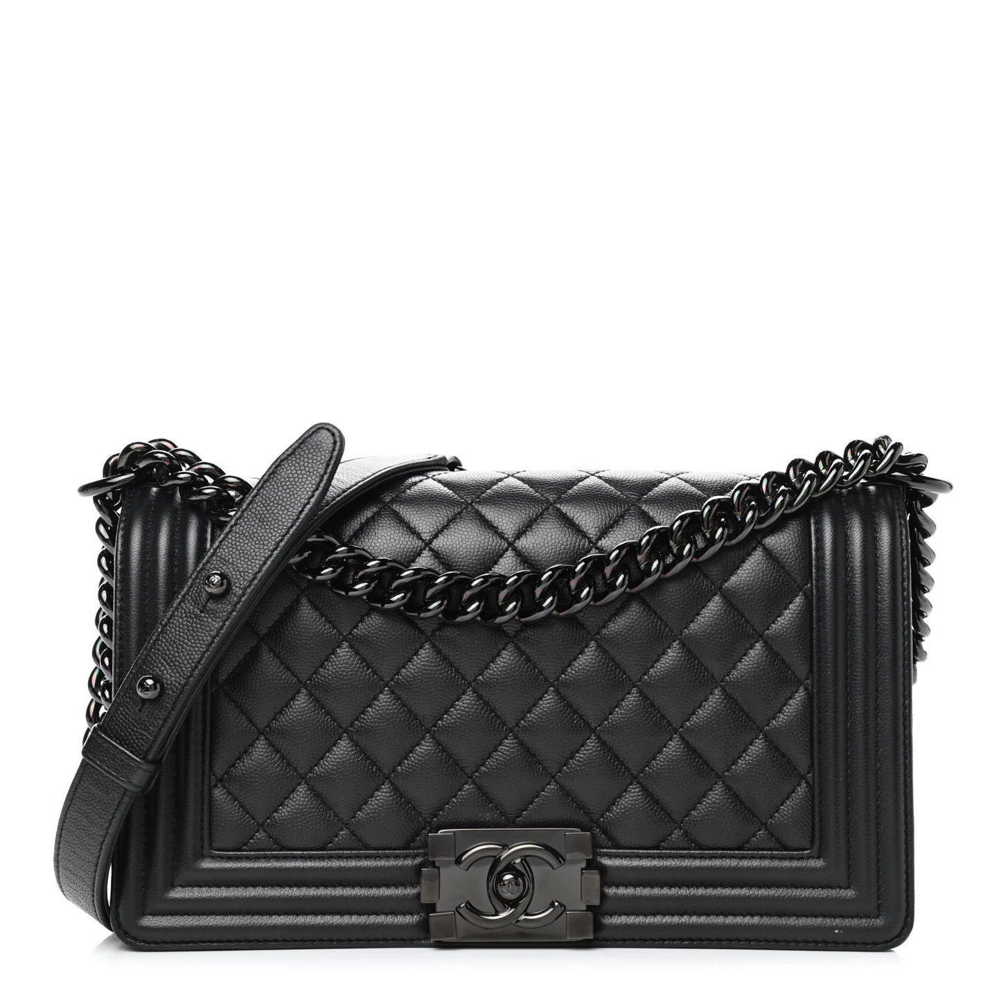Caviar Quilted Medium Boy Flap So Black