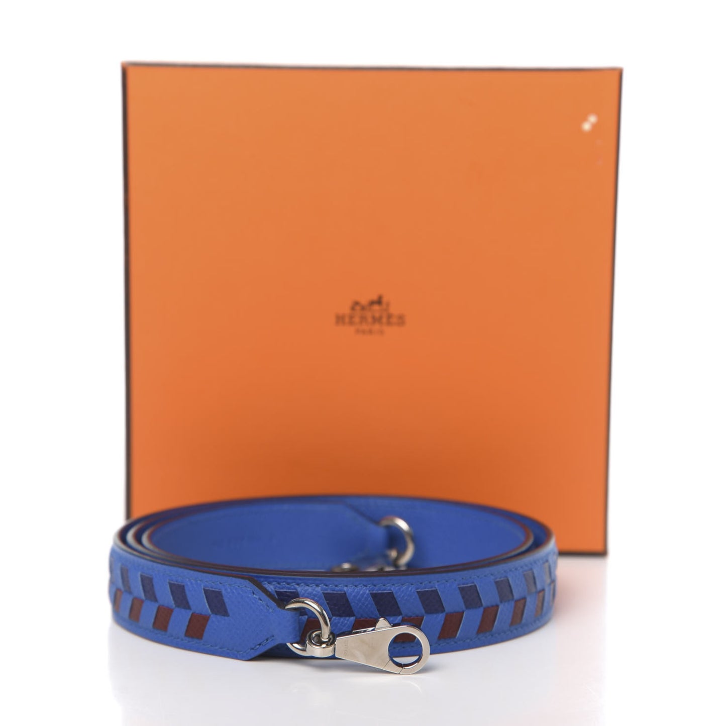 Epsom 25mm Tressage Shoulder Strap Blue Zellige Blue Encre Rouge