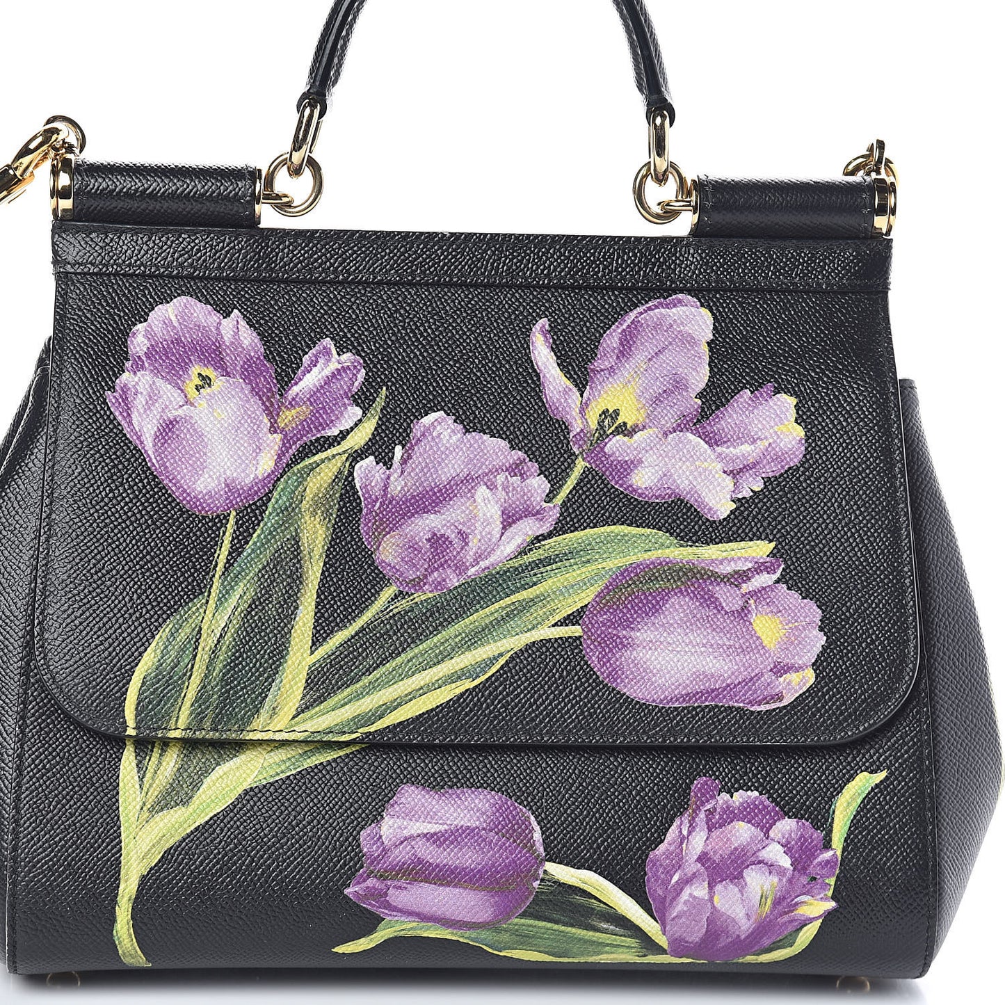 Dauphine Tulip Print Medium Miss Sicily Satchel Black