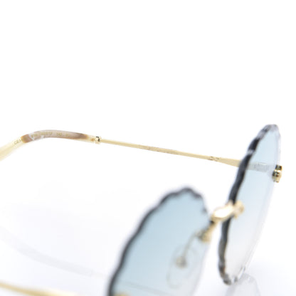 Chloe Rosie Bevelled Round Sunglasses CE142S Gold Gradient Blue 5 of 8