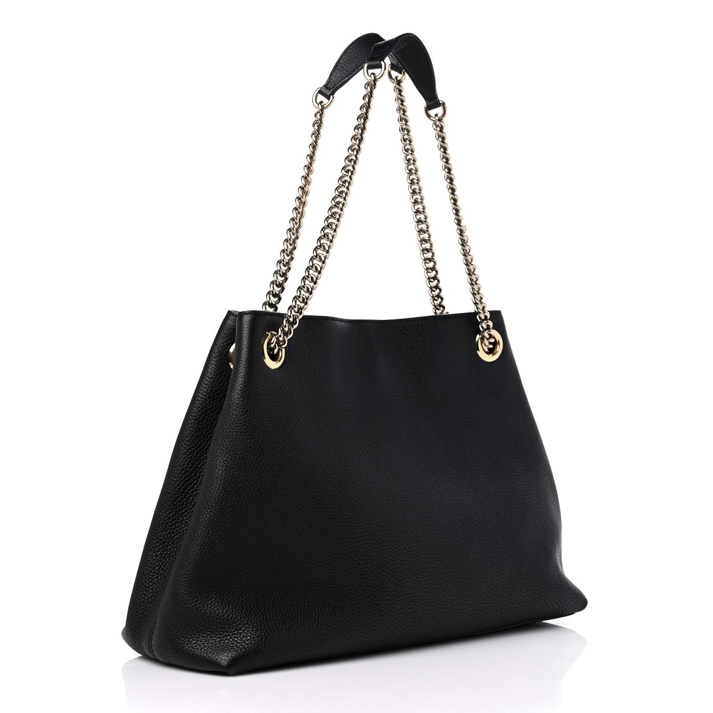Pebbled Calfskin Medium Soho Chain Shoulder Bag Black