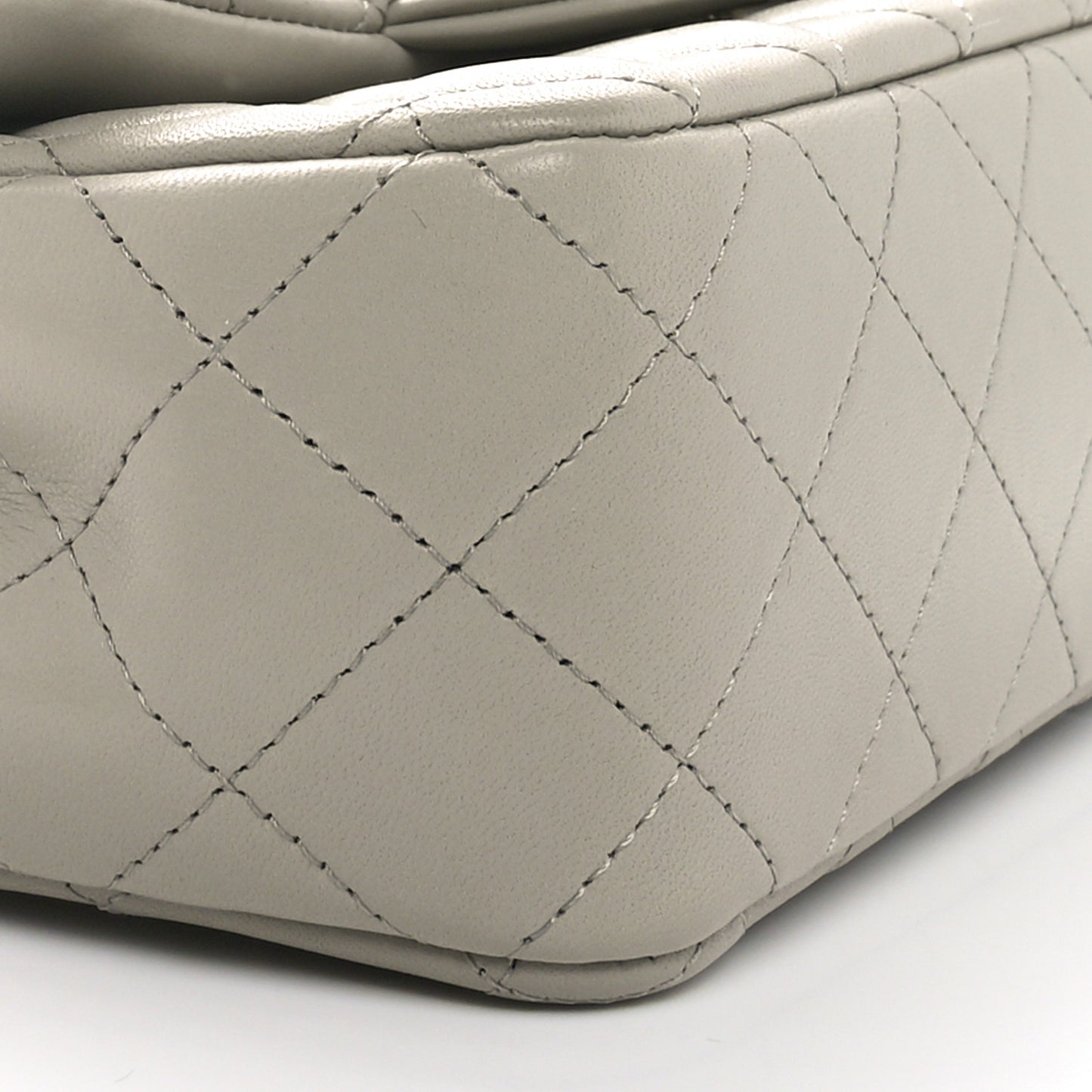 Lambskin Quilted Mini Rectangular Flap Grey