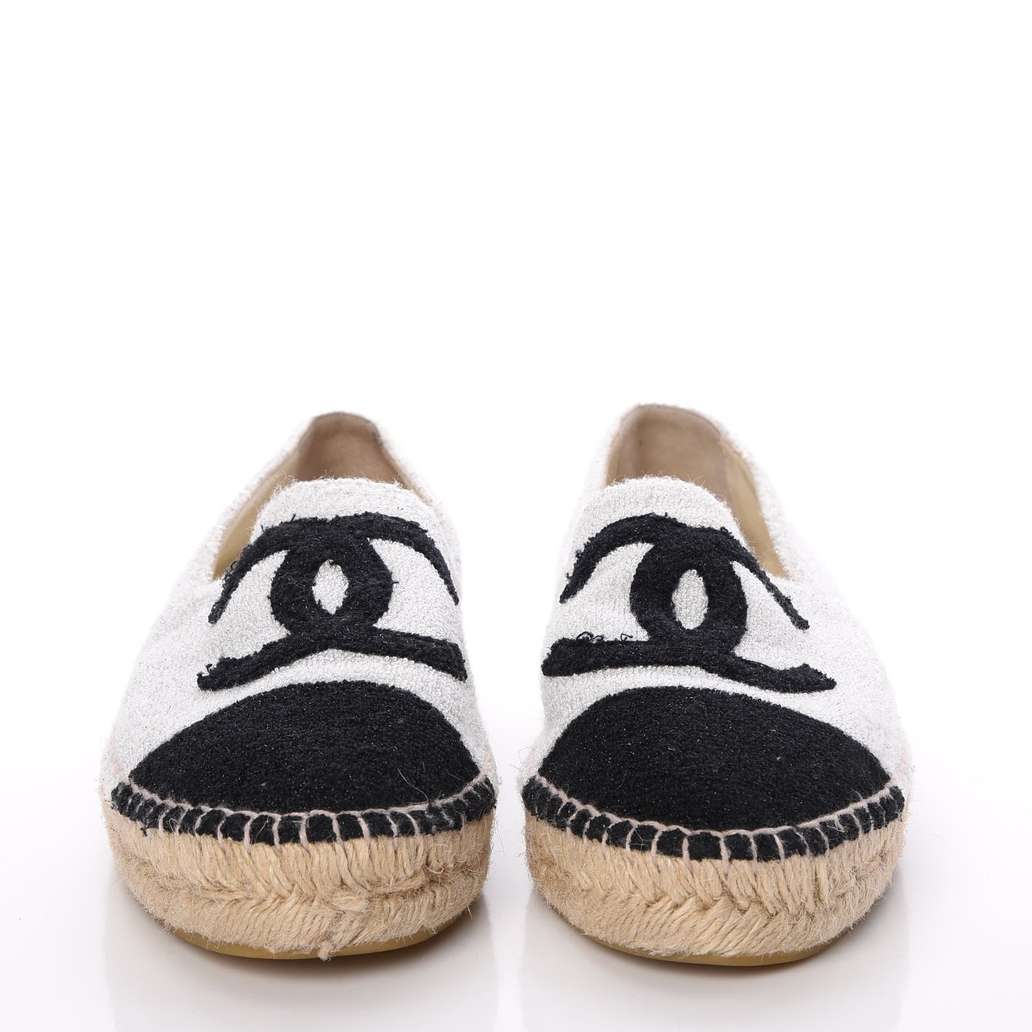 Chanel Terry Cloth CC Espadrilles 38 Silver Black 2 of 12