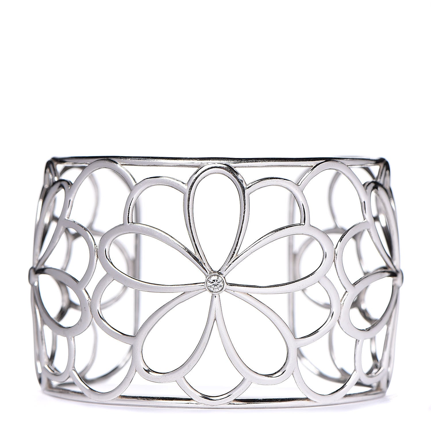 Tiffany Sterling Silver Diamond Garden Cuff Bracelet 1 of 5