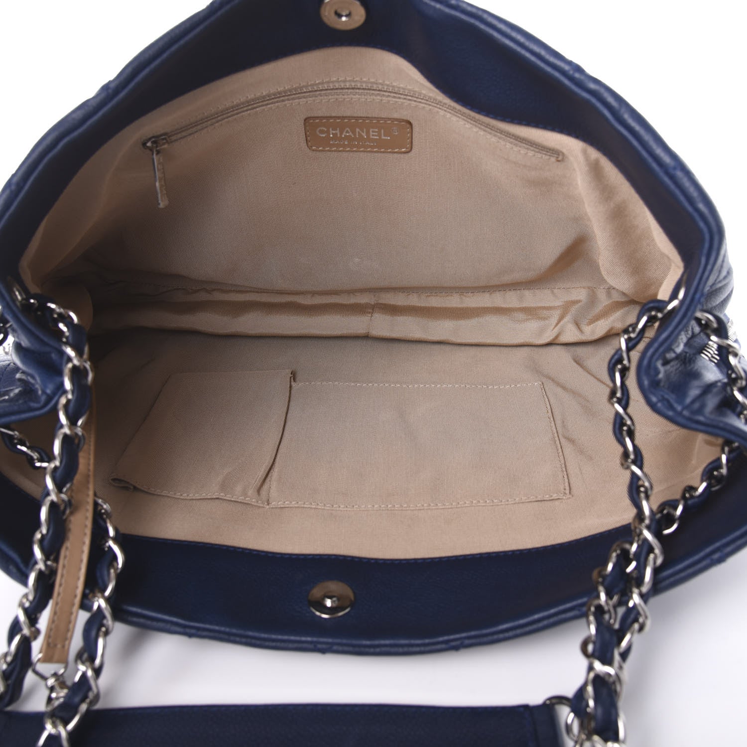 Chanel Caviar Quilted Expandable Zip Shoulder Bag Blue 7 of 18