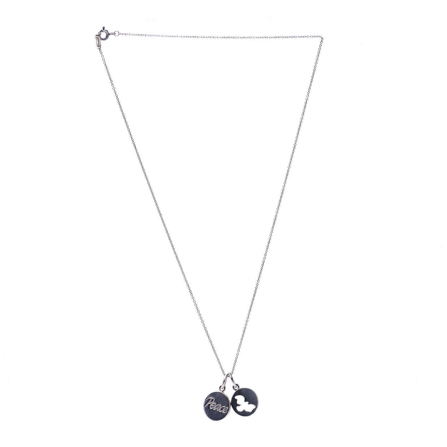 Sterling Silver Peace Dove Double Pendant Necklace