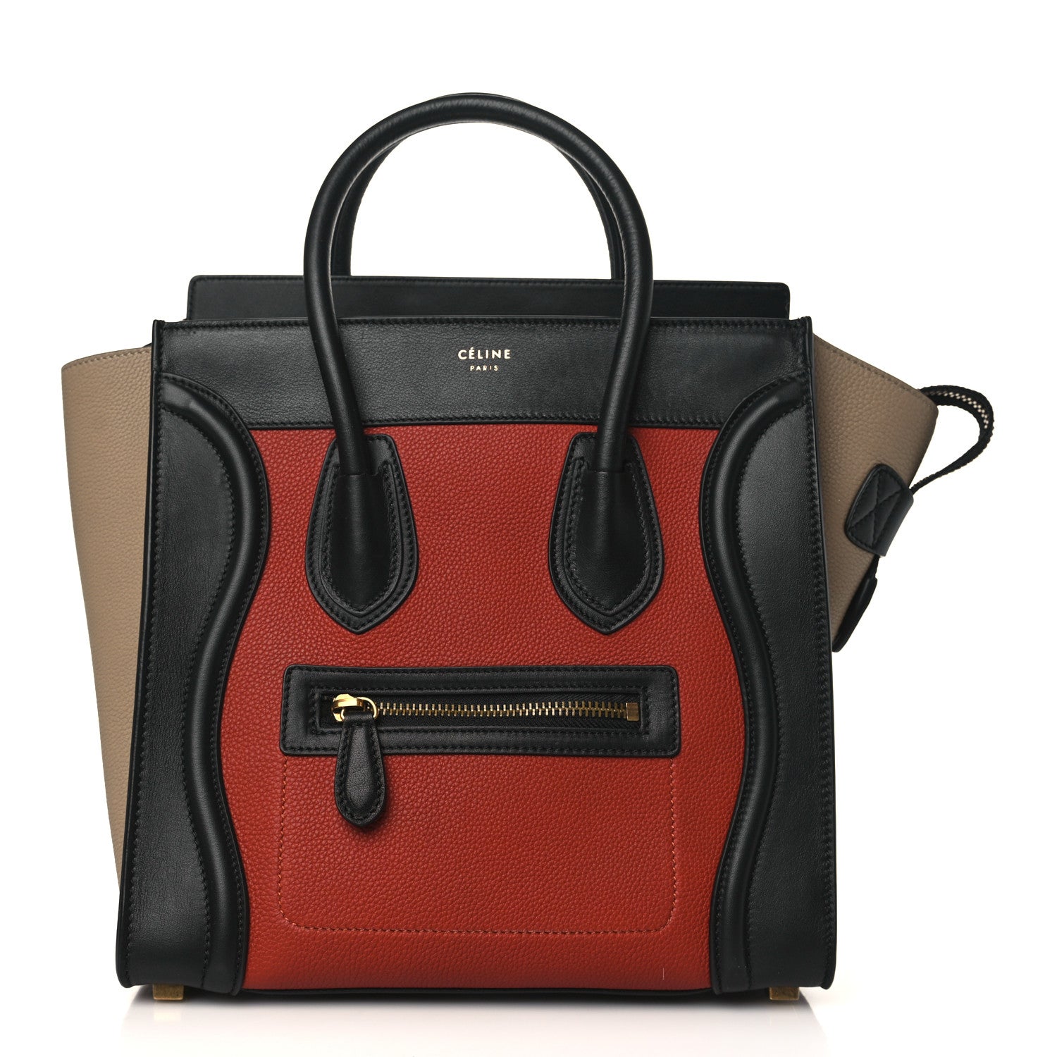 Celine Drummed Calfskin Micro Tri-Color Luggage Rust 1 of 8