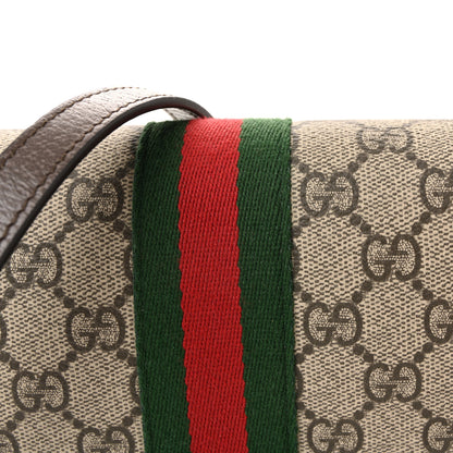 Gucci GG Supreme Monogram Textured Dollar Calfskin Web Mini Ophidia Flap Shoulder Bag Beige Ebony New Acero 7 of 9