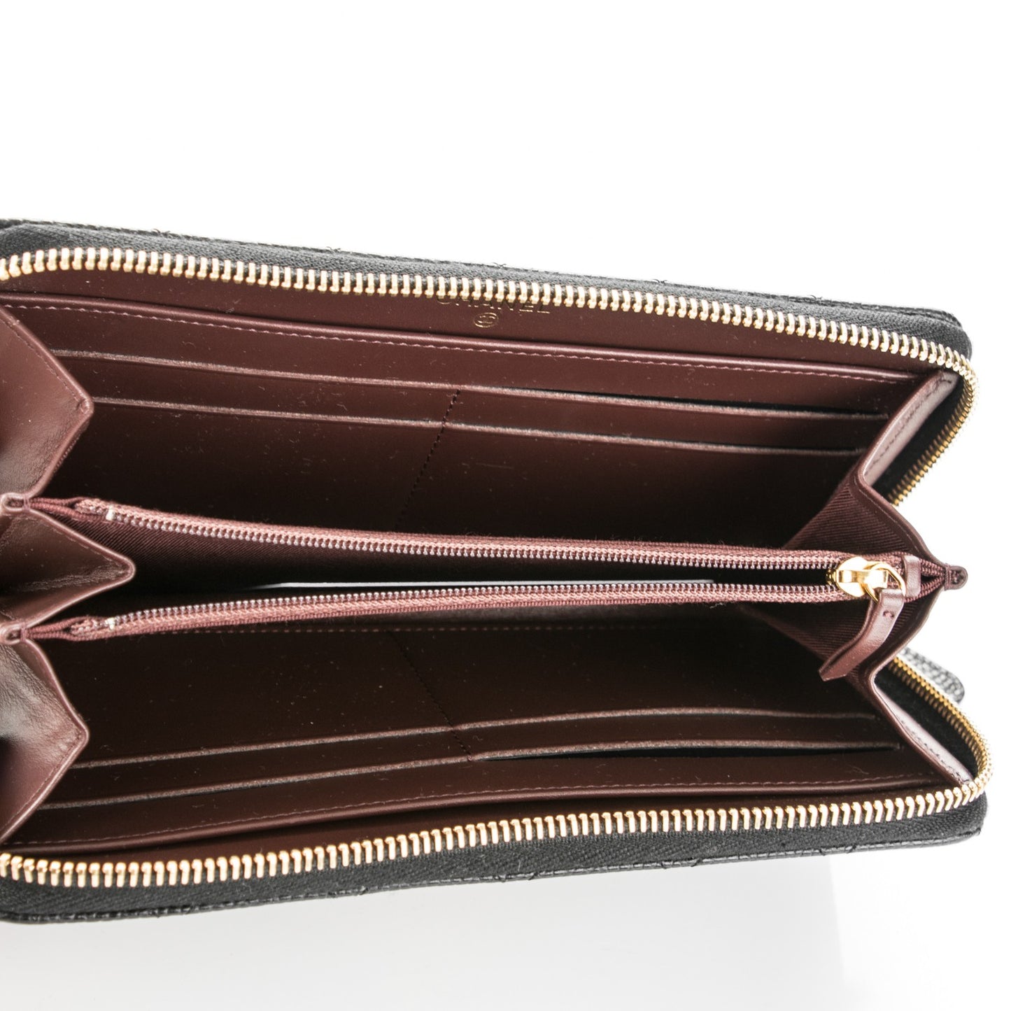 Caviar Quilted Large Gusset Zip Around Wallet Black