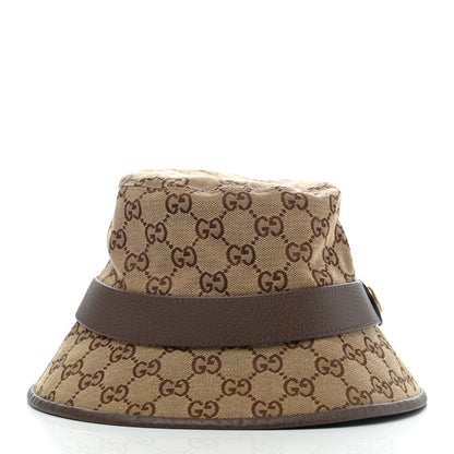 Gucci Monogram Textured Dollar Calfskin GG Jago Bucket Hat M Cacao Beige 4 of 6