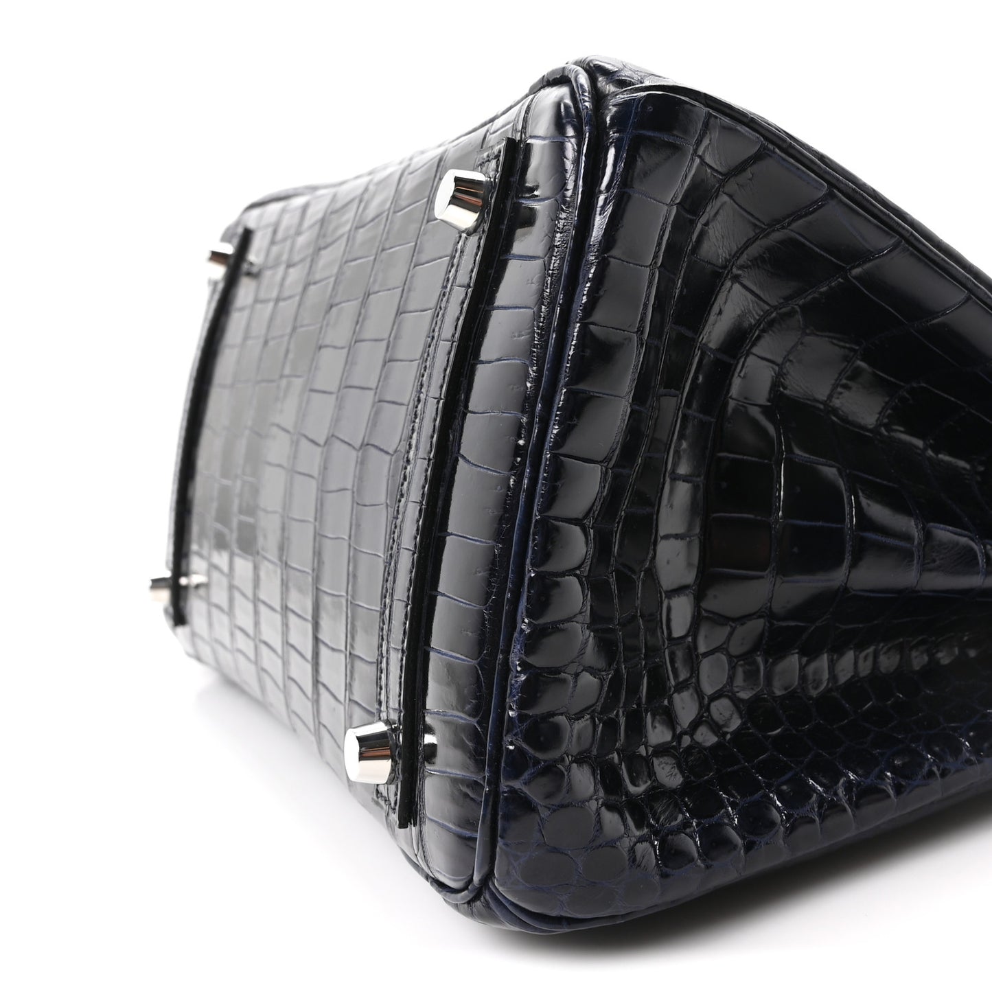 Shiny Porosus Crocodile Birkin 30 Bleu Marine