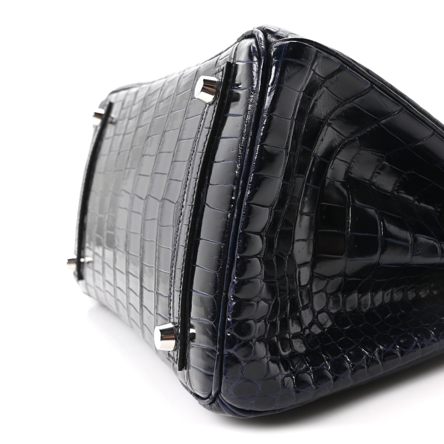 Hermes Shiny Porosus Crocodile Birkin 30 Bleu Marine 10 of 11