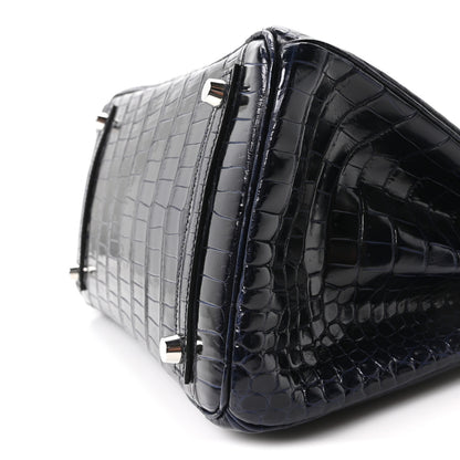 Hermes Shiny Porosus Crocodile Birkin 30 Bleu Marine 10 of 11