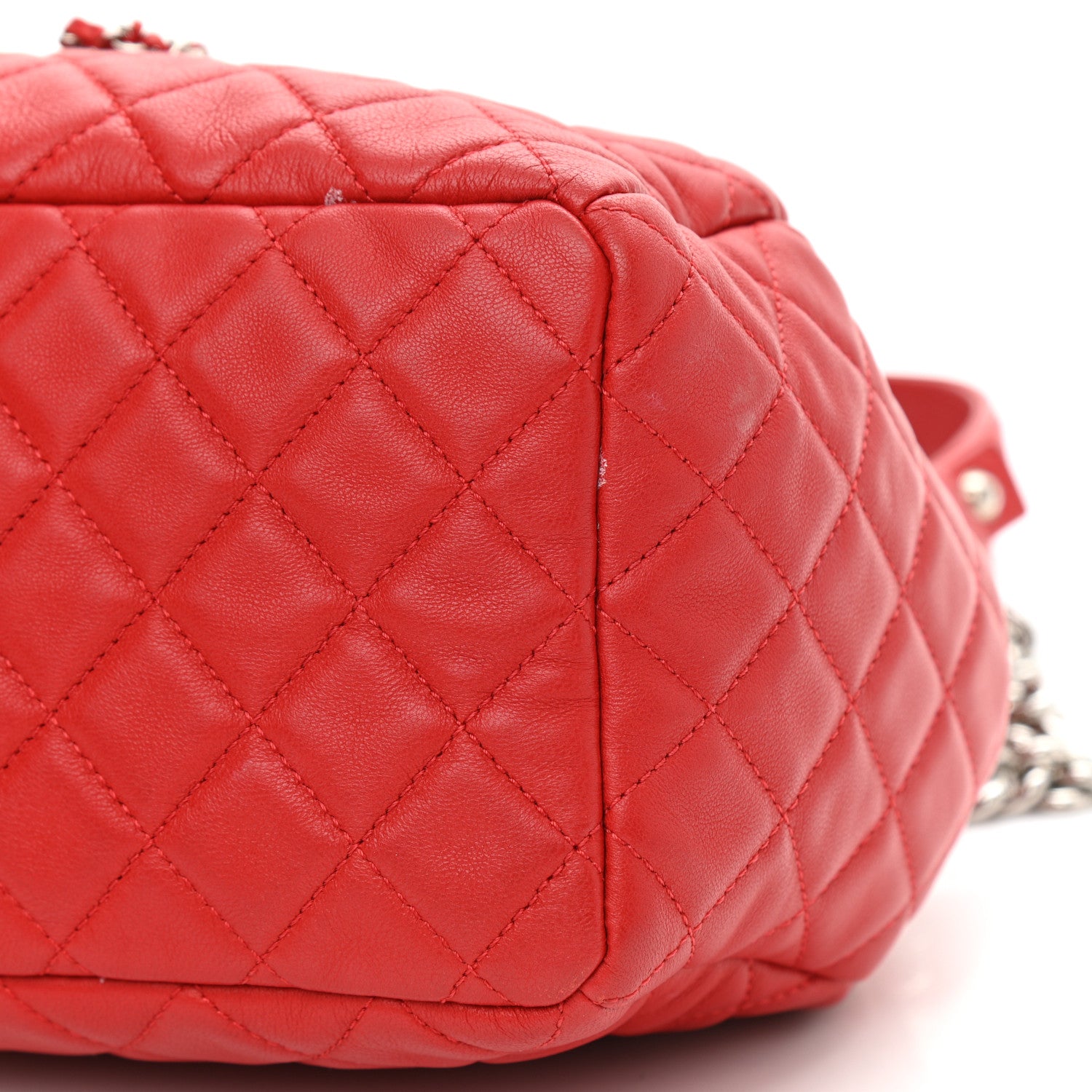 Chanel Lambskin Quilted Small CC Chain Drawstring Bucket Bag Red 5 of 12
