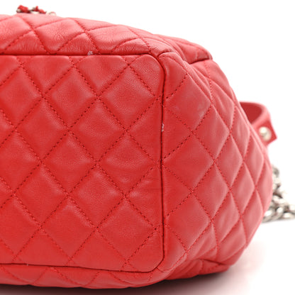 Chanel Lambskin Quilted Small CC Chain Drawstring Bucket Bag Red 5 of 12