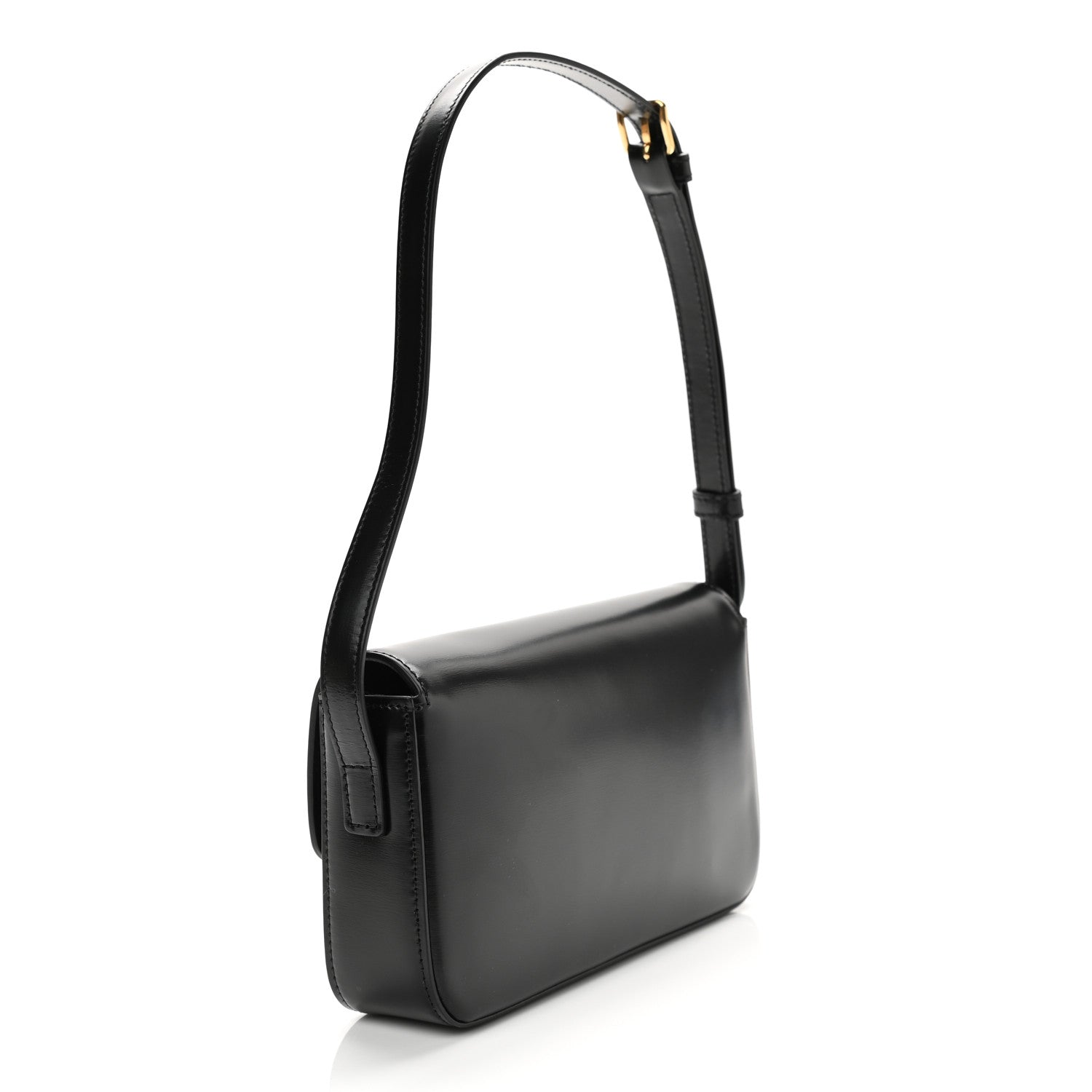 Celine Shiny Calfskin Triomphe Shoulder Bag Black 3 of 11