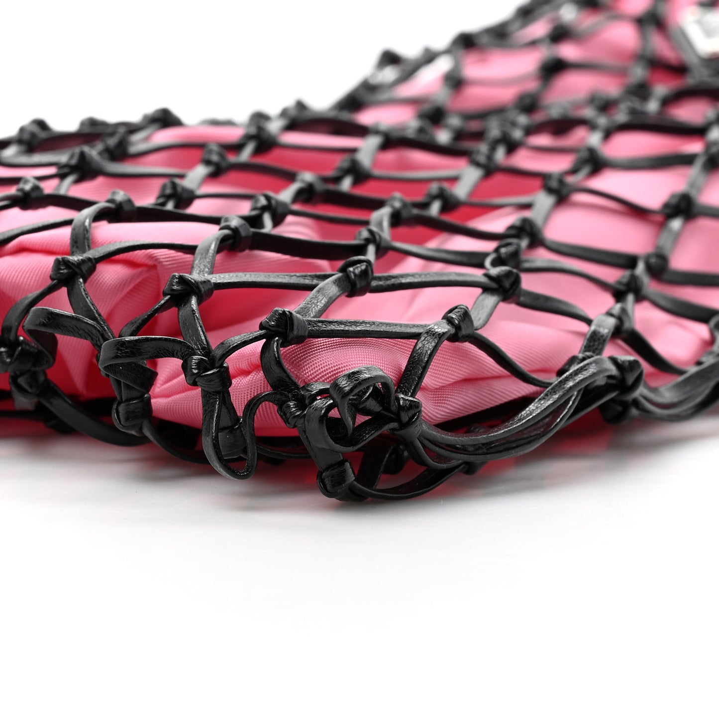 Satin Net Bucket Bag Fuxia Black