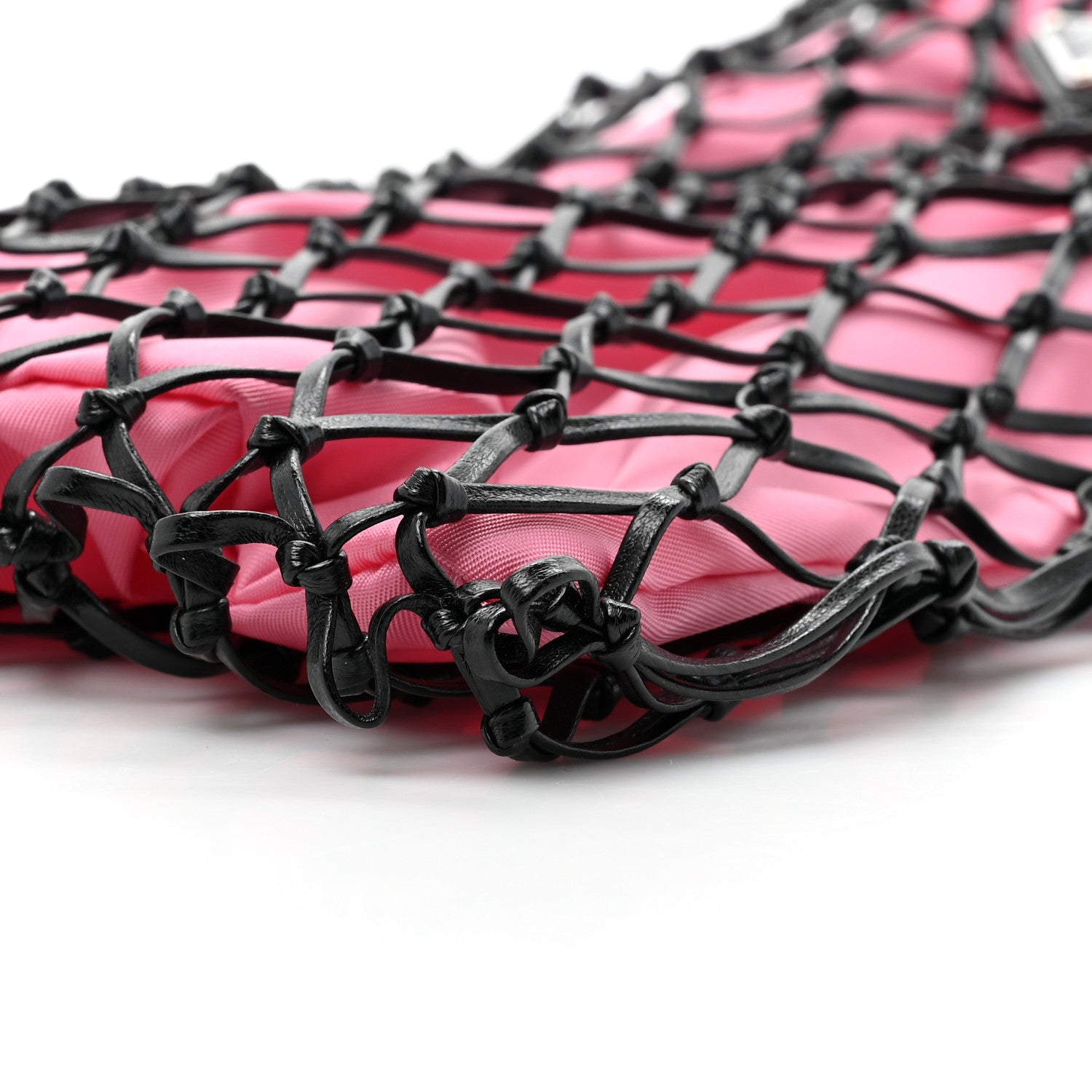 Prada Satin Net Bucket Bag Fuxia Black 7 of 8