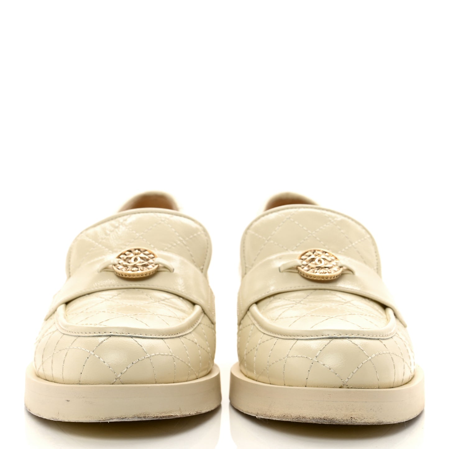 Calfskin Stitched CC Loafers 39 Ivory