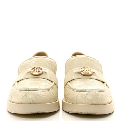 Chanel Calfskin Stitched CC Loafers 39 Ivory 2 of 10