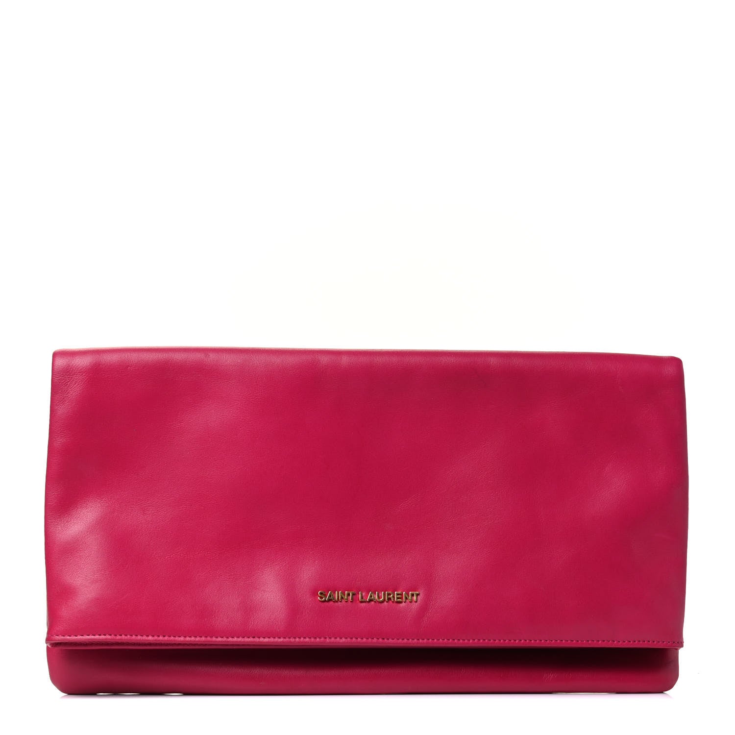 Saint Laurent Smooth Calfskin Letters Fold-Over Clutch Fuchsia 1 of 4