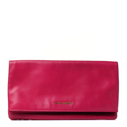 Saint Laurent Smooth Calfskin Letters Fold-Over Clutch Fuchsia 1 of 4