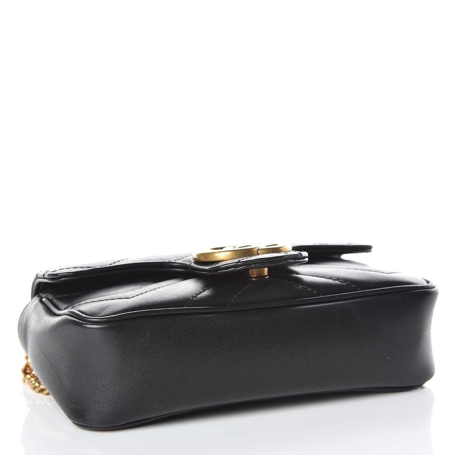 Gucci Calfskin Matelasse Super Mini GG Marmont Shoulder Bag Black 4 of 9