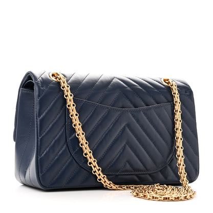 Chanel Aged Calfskin Chevron Quilted 2.55 Reissue 225 Flap Blue 3 of 11