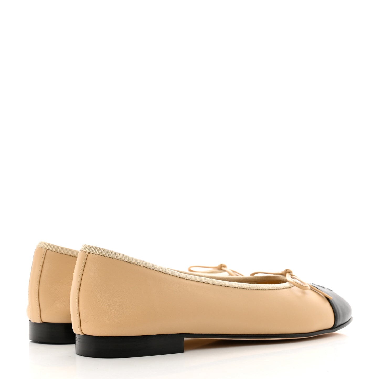 Lambskin Cap Toe CC Ballerina Flats 37.5 Beige Black