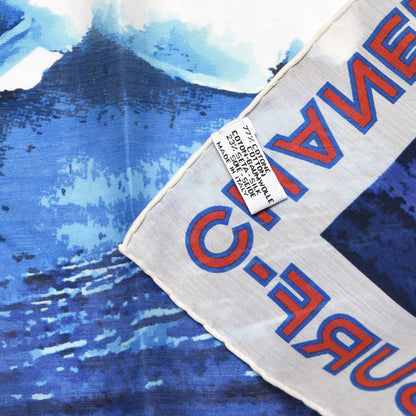 Chanel Silk Cotton Surf Square Scarf Blue 4 of 6