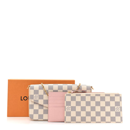 Louis Vuitton Damier Azur Pochette Felicie Chain Wallet Rose Ballerine 14 of 14