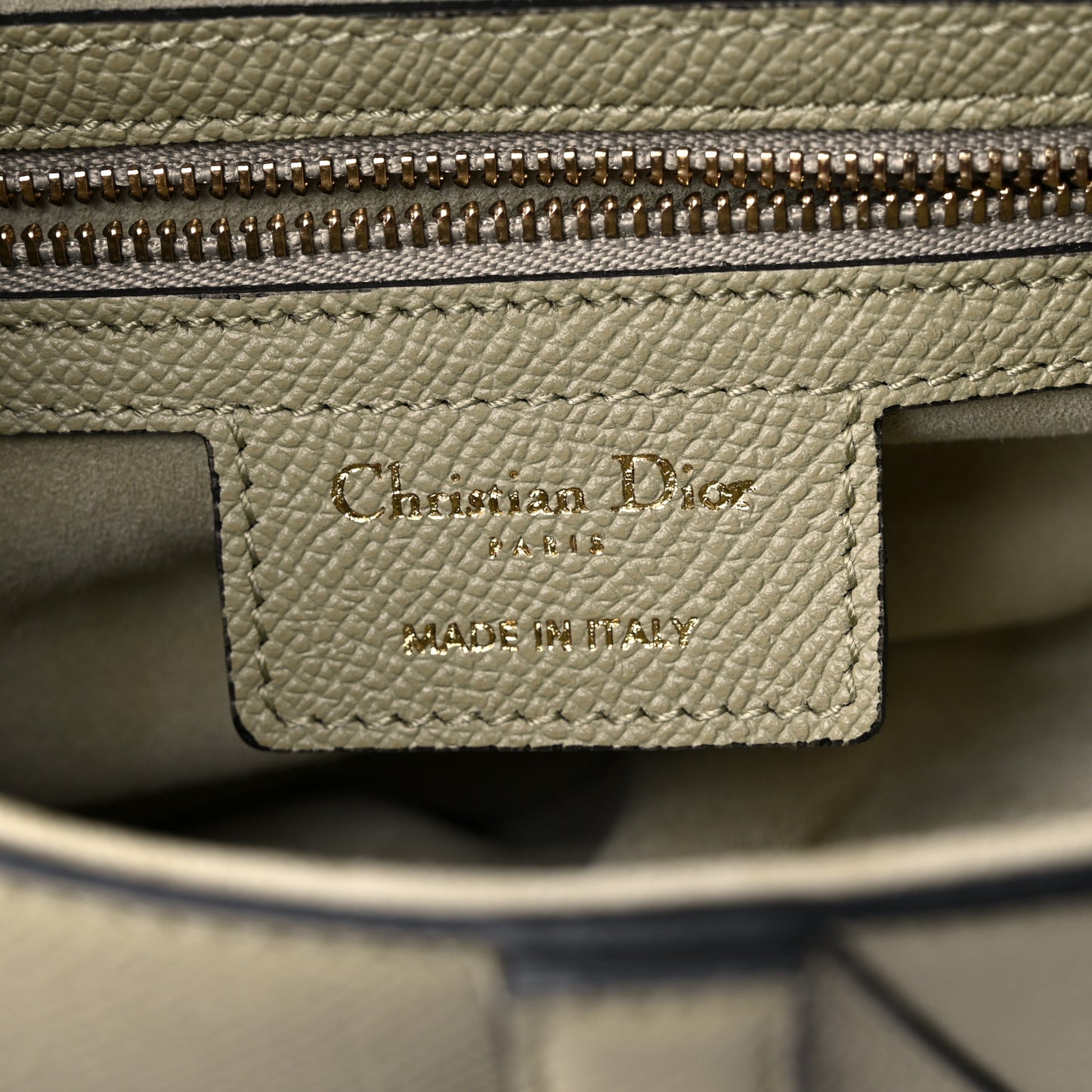 Grained Calfskin Saddle Bag With Strap Sage Green
