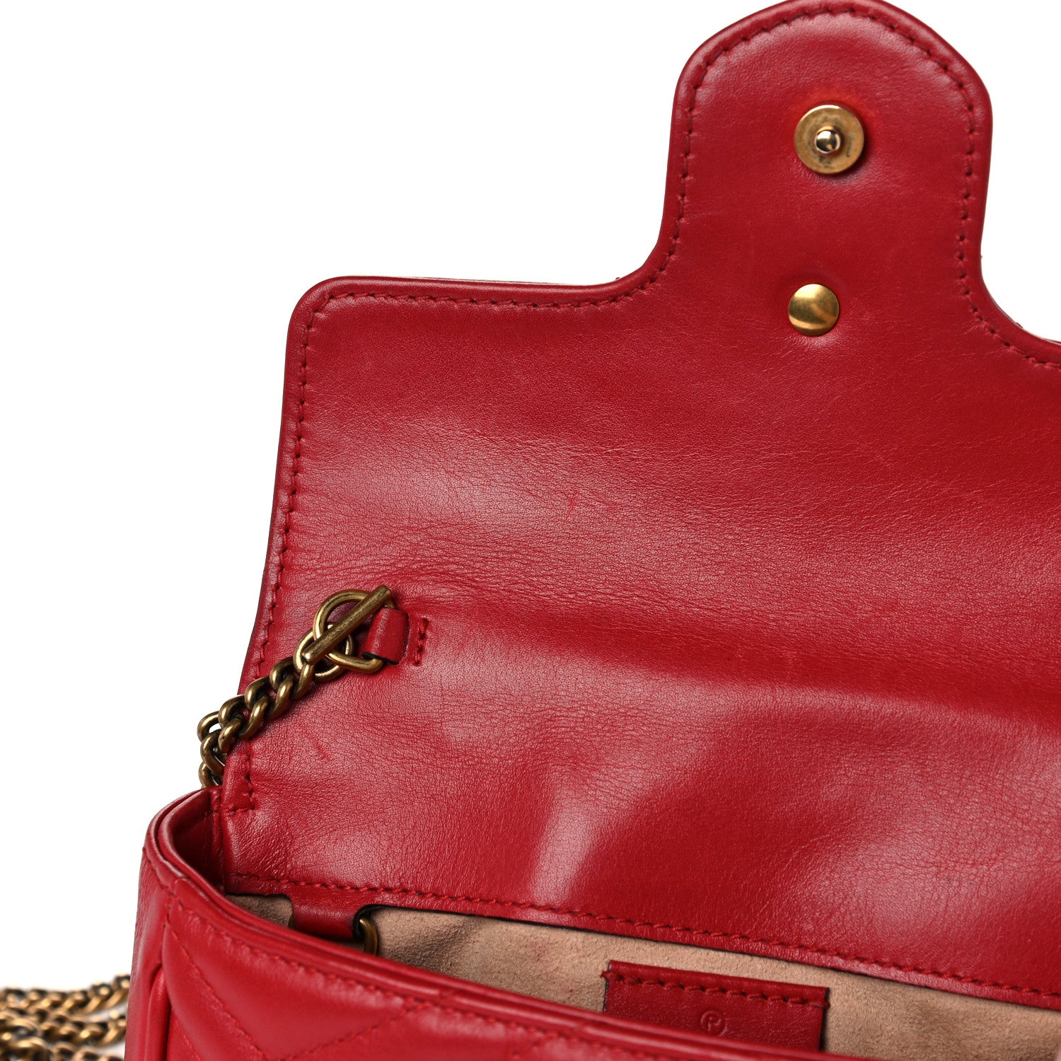 Gucci Calfskin Matelasse Super Mini GG Marmont Shoulder Bag Hibiscus Red 16 of 18