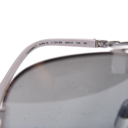 Chanel Lambskin Aviator Chain Sunglasses 4194-Q Silver 6 of 8