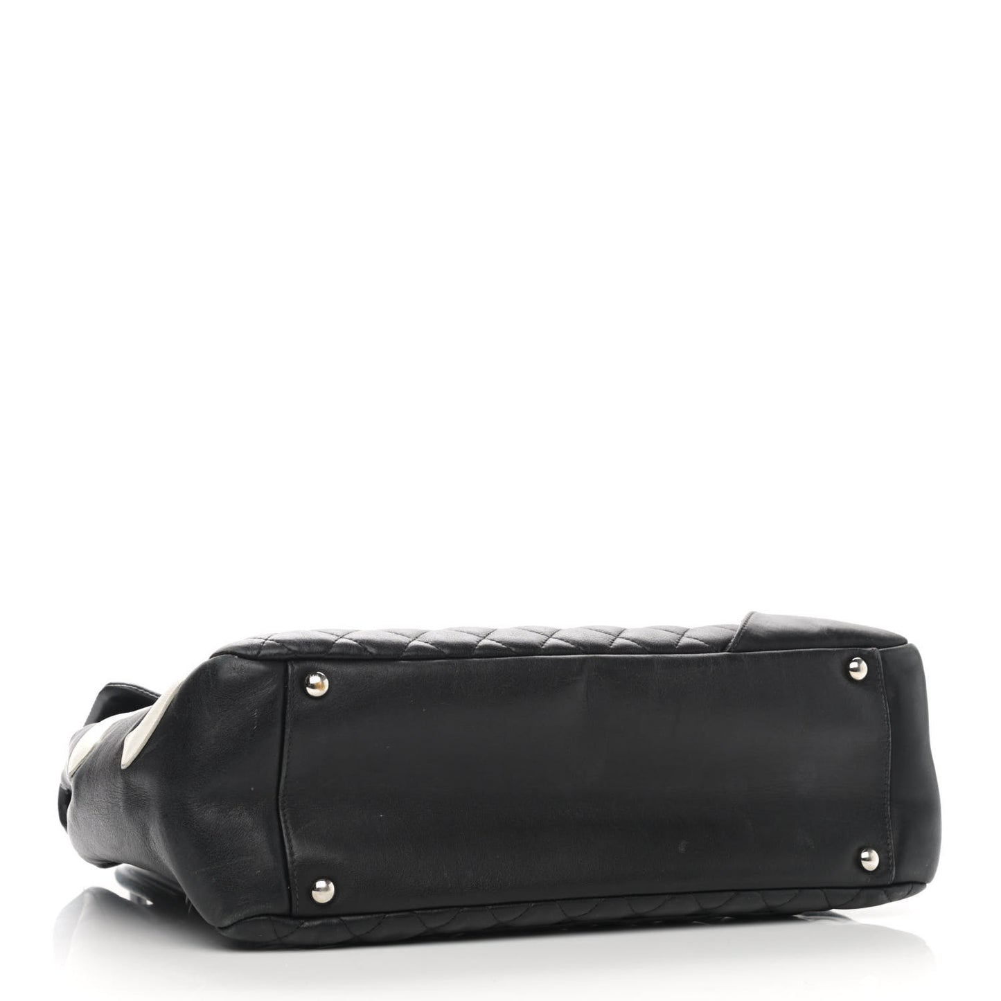 Calfskin Quilted Large Cambon Flap Black White