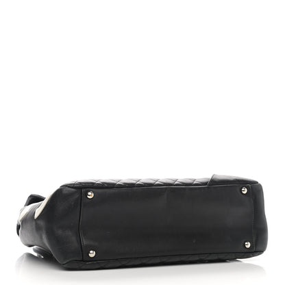 Chanel Calfskin Quilted Large Cambon Flap Black White 4 of 11