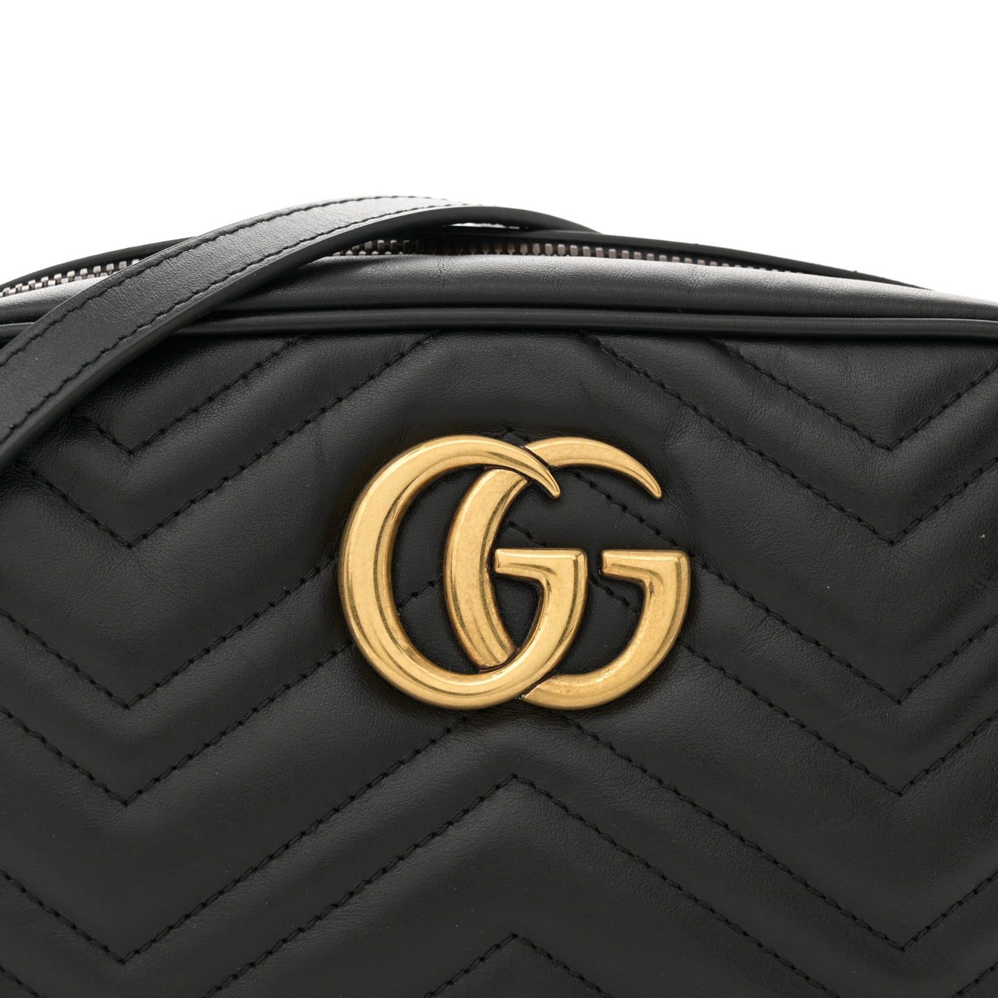 Calfskin Matelasse Small GG Marmont Chain Shoulder Bag Black
