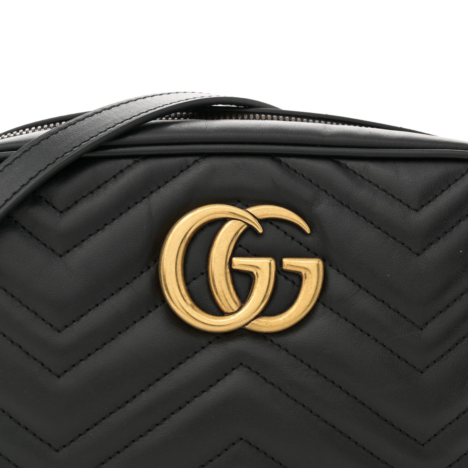 Gucci Calfskin Matelasse Small GG Marmont Chain Shoulder Bag Black 8 of 13