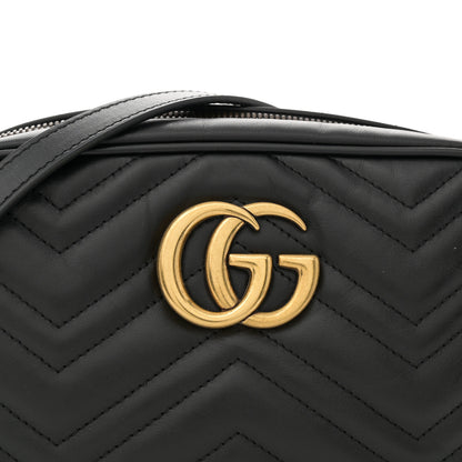 Gucci Calfskin Matelasse Small GG Marmont Chain Shoulder Bag Black 8 of 13