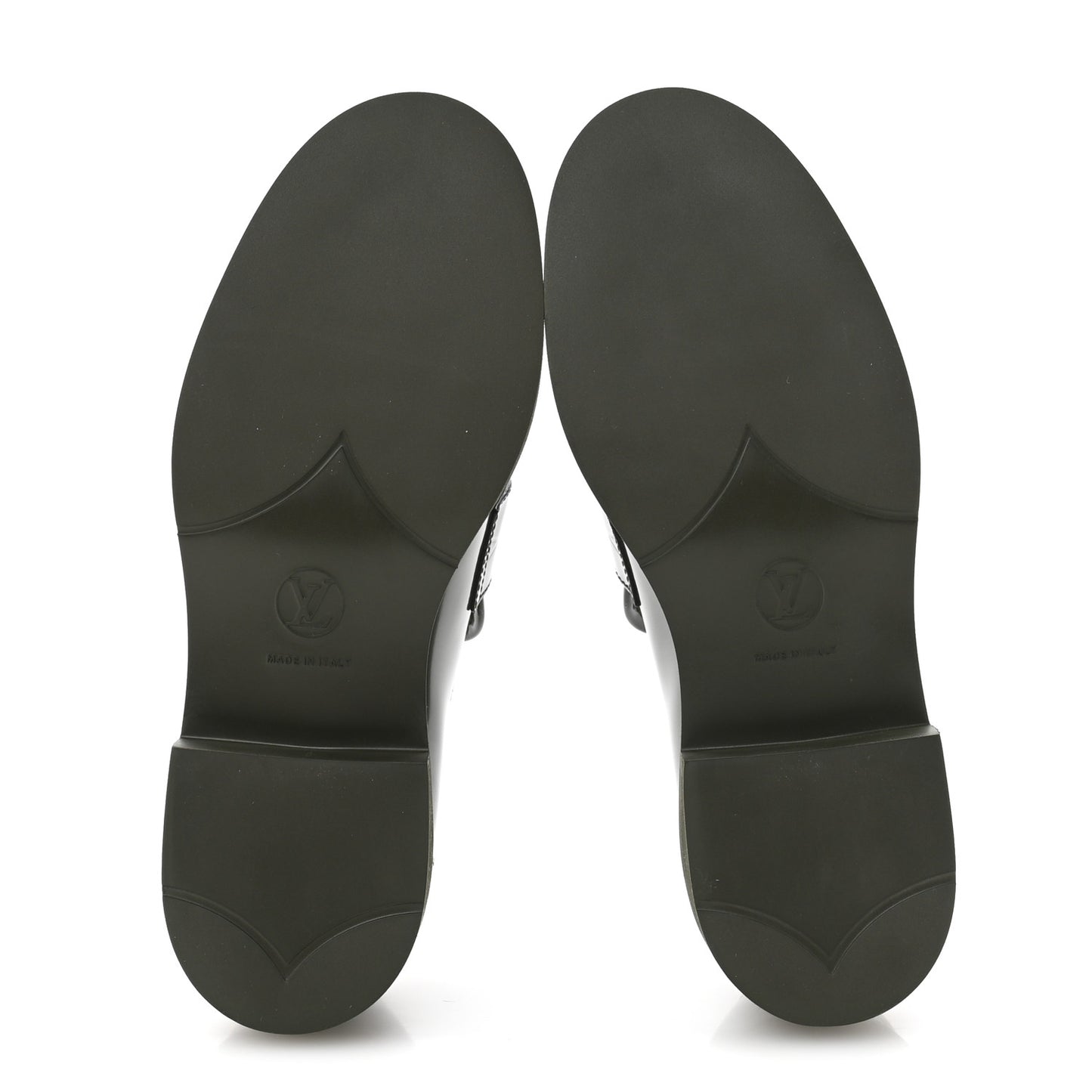 Shiny Calfskin Academy Loafers 38 Kaki