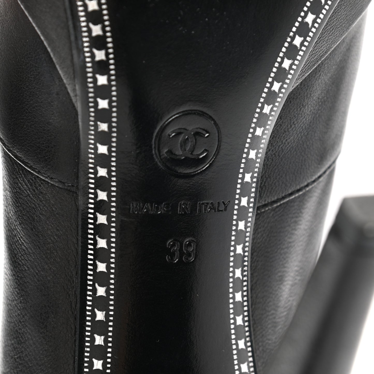 Lambskin Patent CC Cap Toe Platform Ankle Boots 39 Black