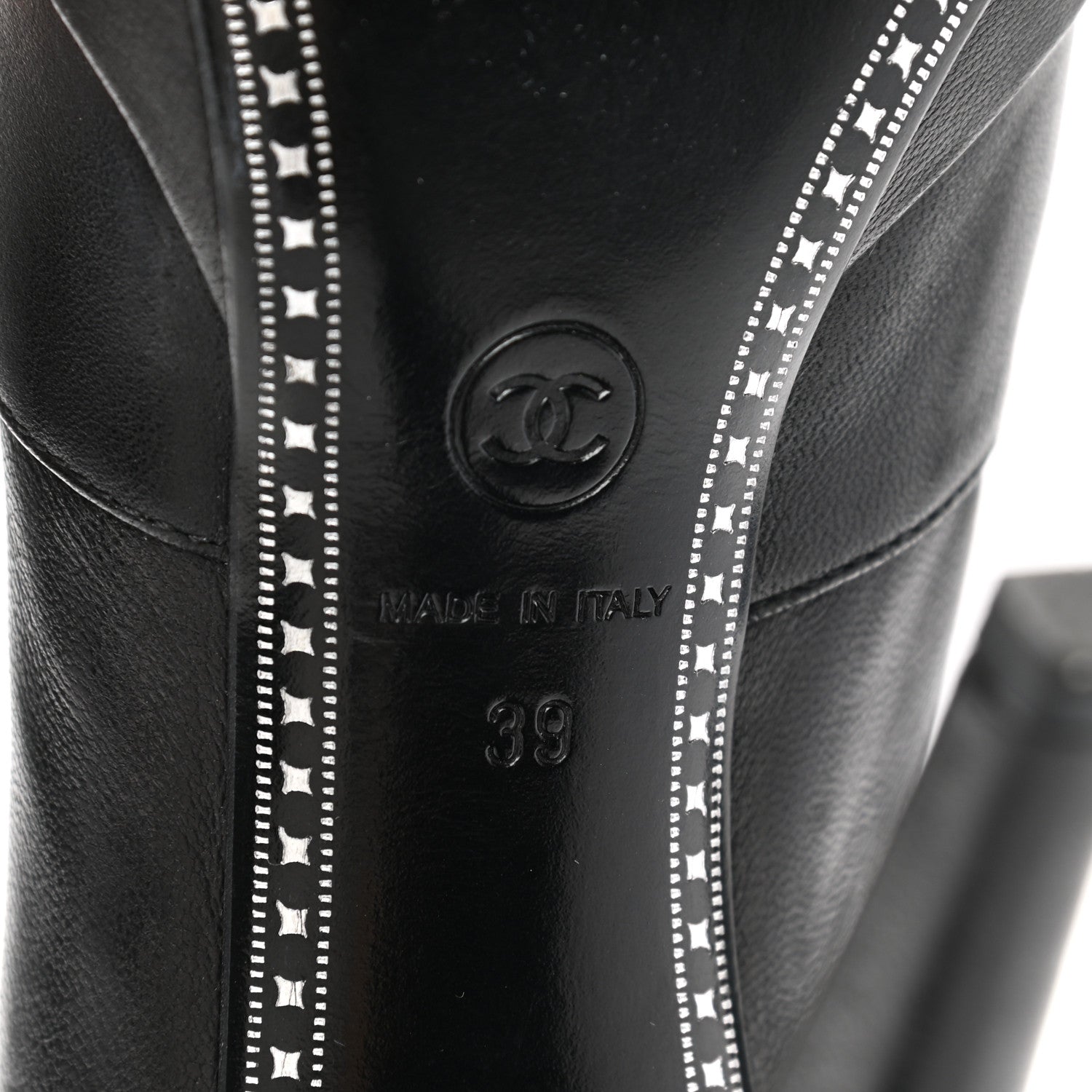 Chanel Lambskin Patent CC Cap Toe Platform Ankle Boots 39 Black 6 of 11