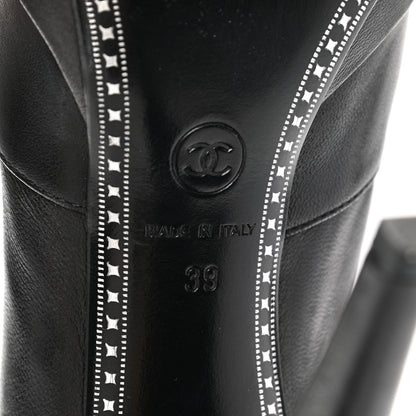 Chanel Lambskin Patent CC Cap Toe Platform Ankle Boots 39 Black 6 of 11