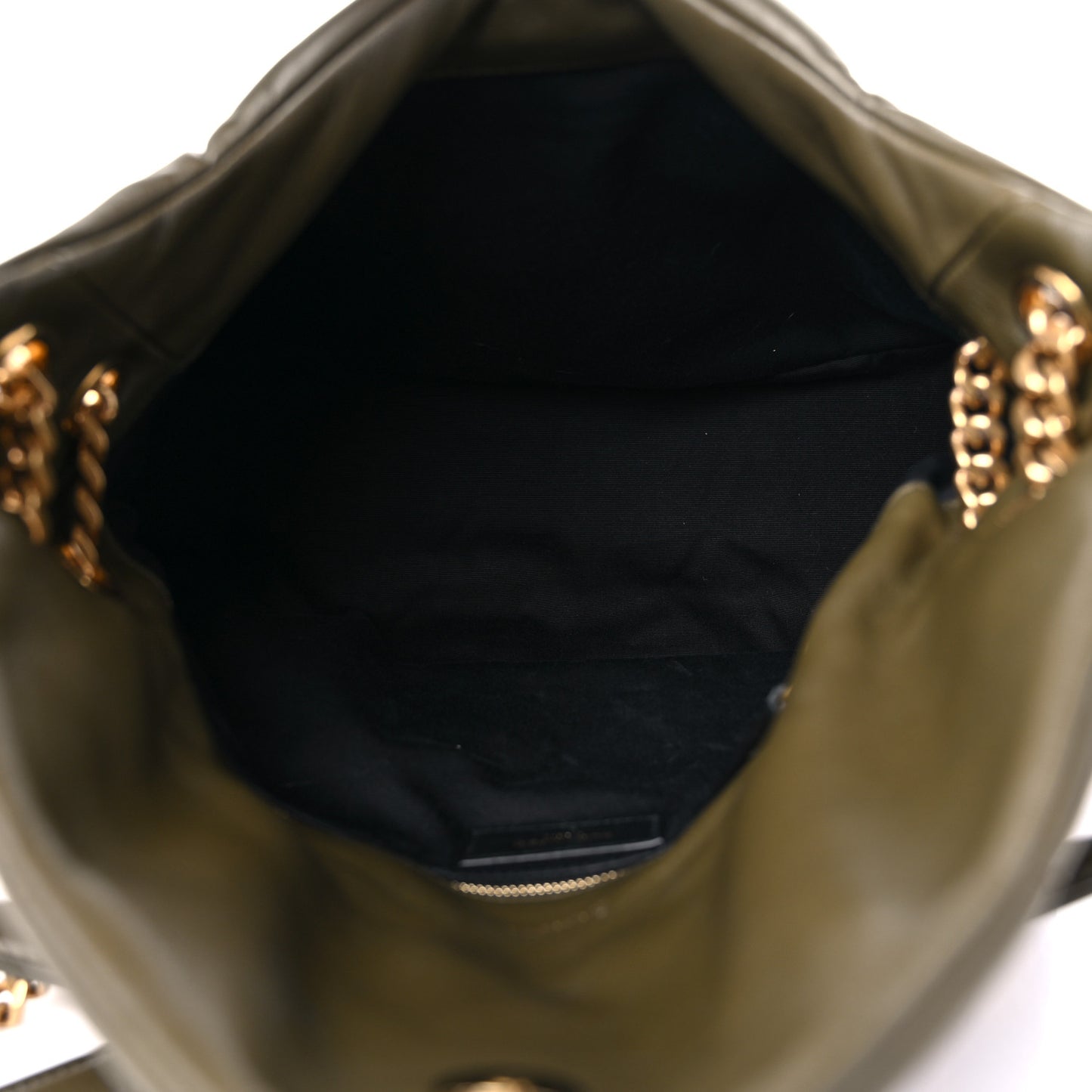 Lambskin Quilted Medium Loulou Puffer Monogram Chain Satchel Seaweed