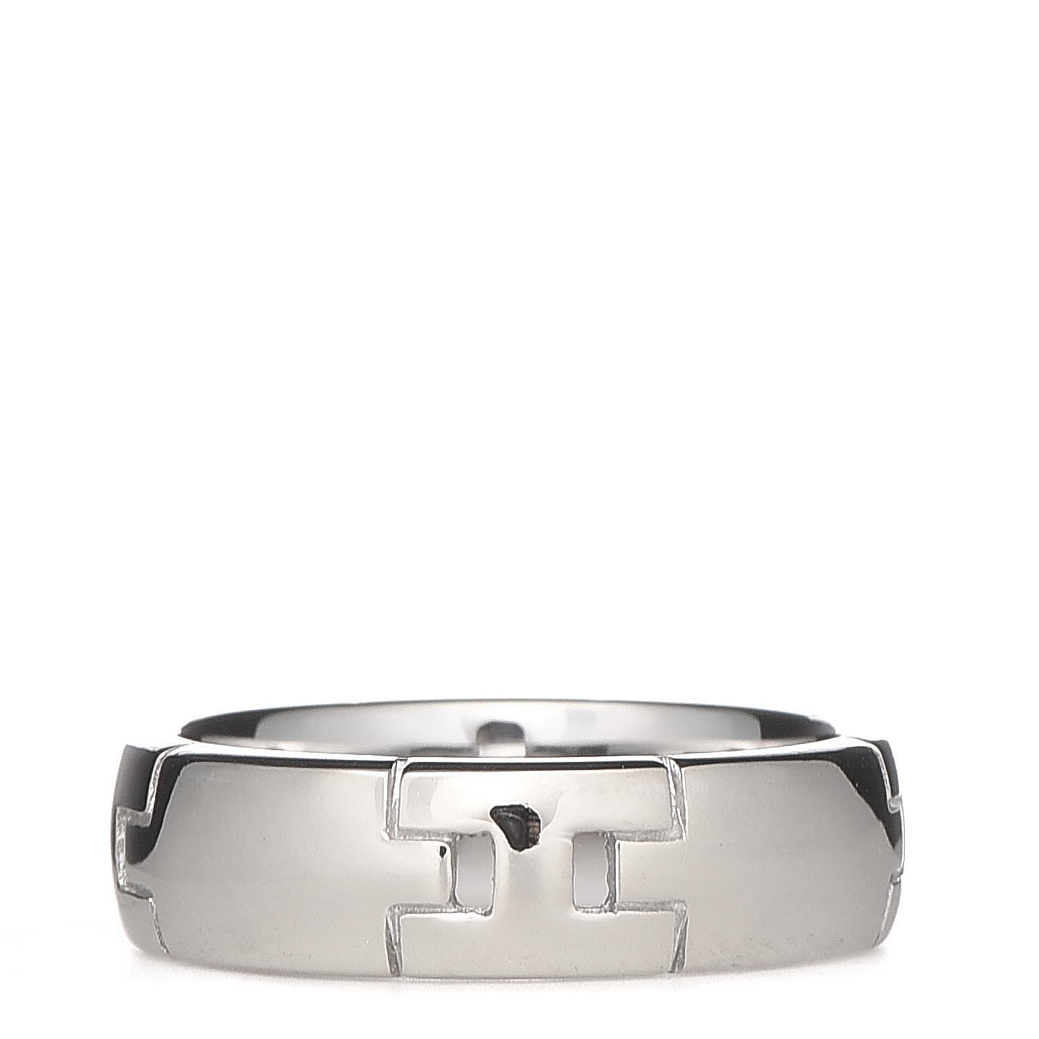 Hermes 18K White Gold Hercules H Ring 50 5.25 1 of 6