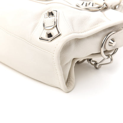 Balenciaga Chevre Silver Metallic Edge Hardware Mini City White 8 of 9