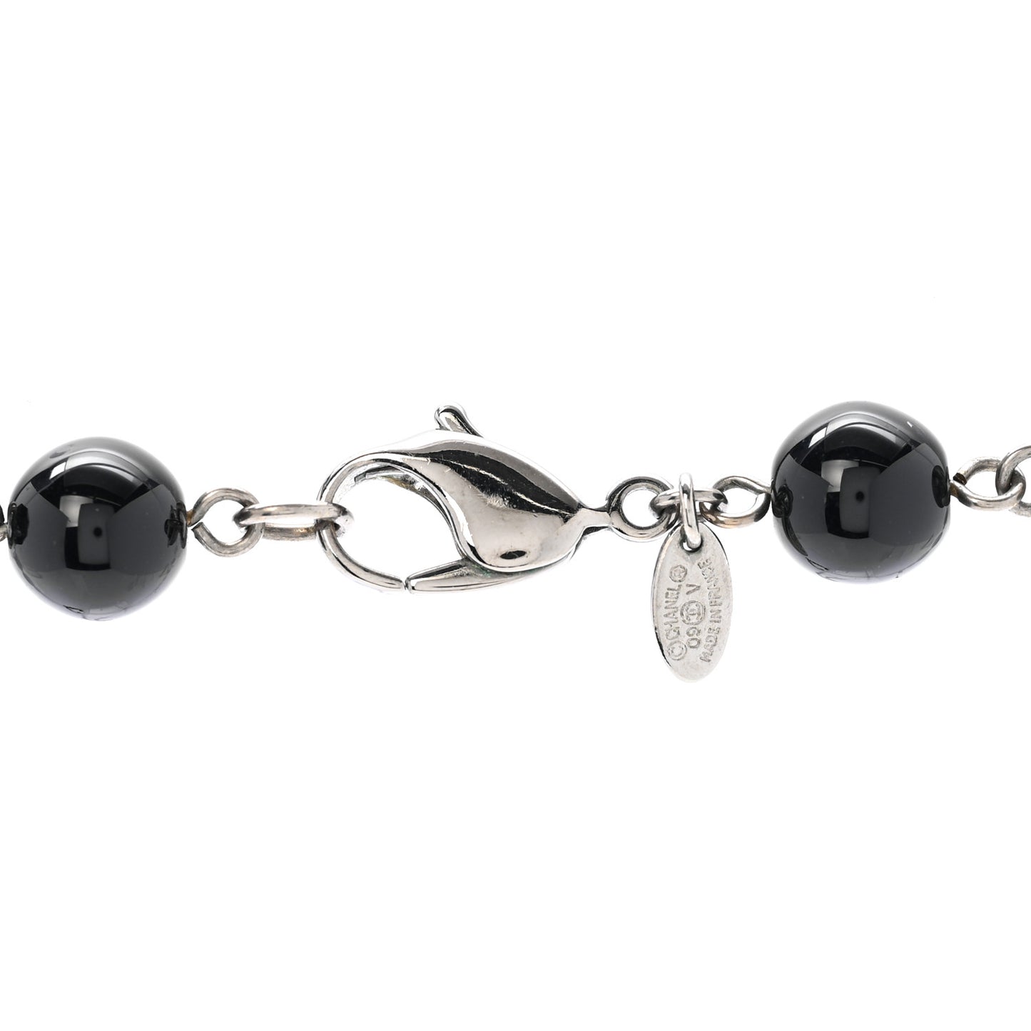 Ruthenium Beaded CC Long Necklace Black