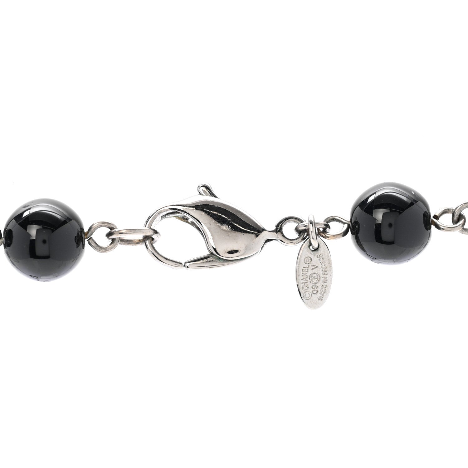 Chanel Ruthenium Beaded CC Long Necklace Black 5 of 5